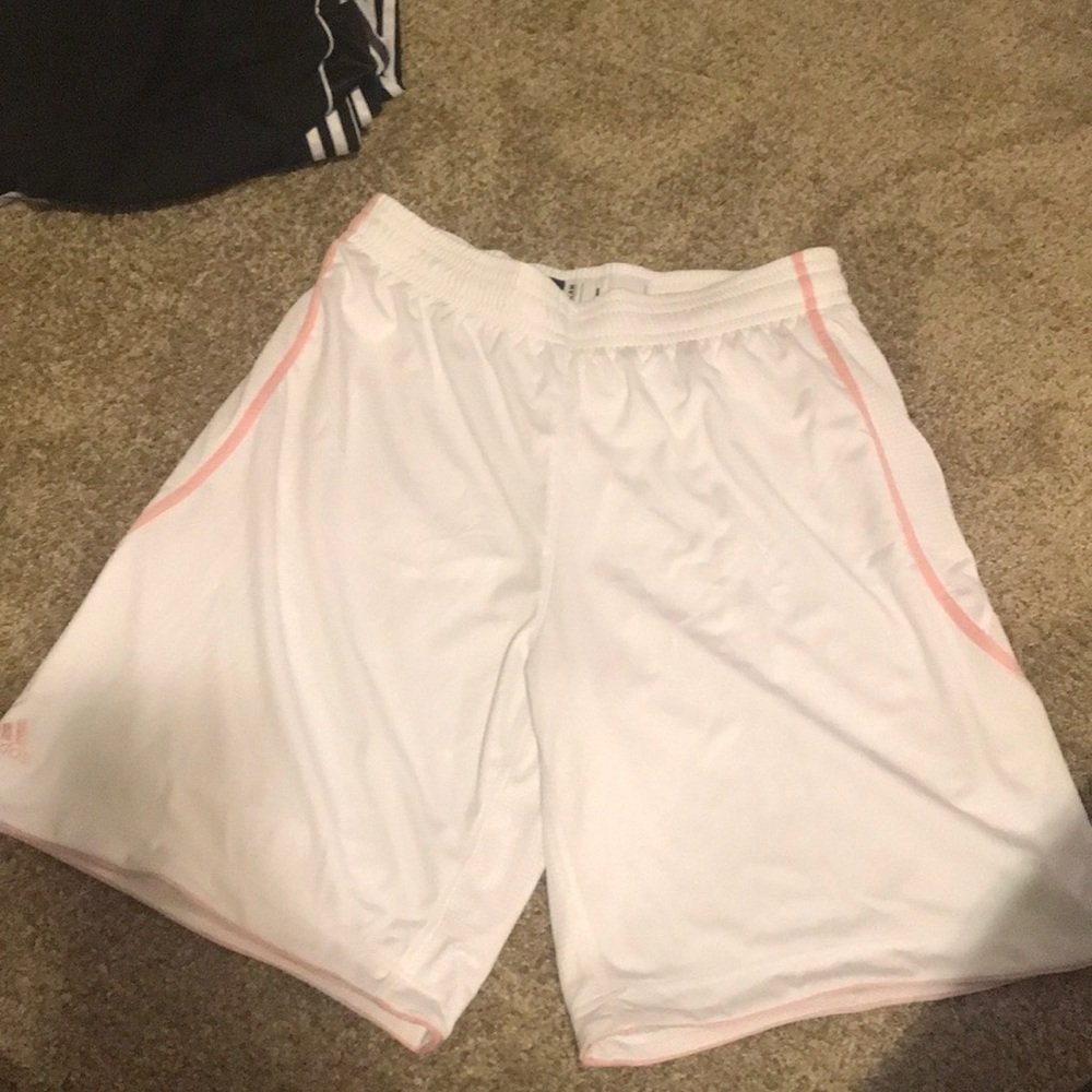 Adidas White/pink Basketball Game Shorts!